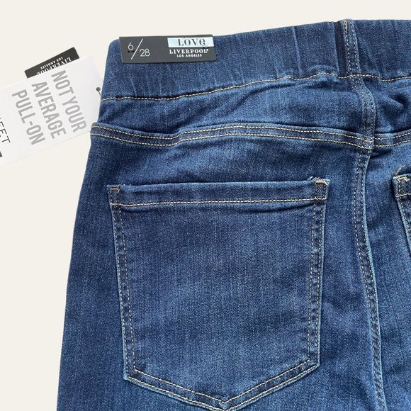 Chloe Pull-ON Jeans Liverpool Los Angeles The Crop Size 6 Denim Blue NWT #218 - Picture 4 of 7